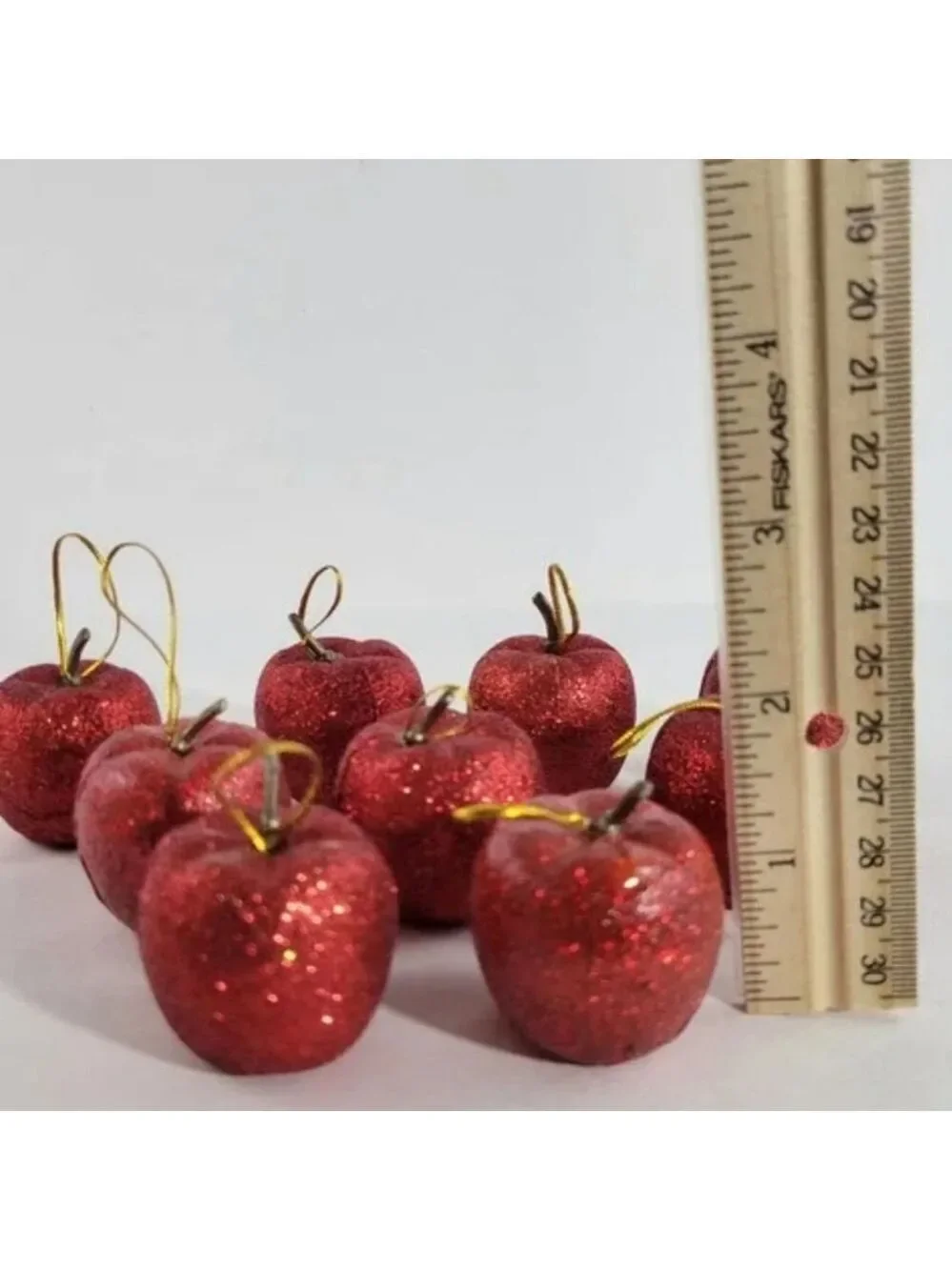 Set of 12 Sparkly Apple Ornaments | Glitter Holiday Decor